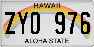 HI license plate ZYO976