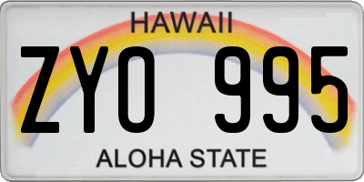 HI license plate ZYO995