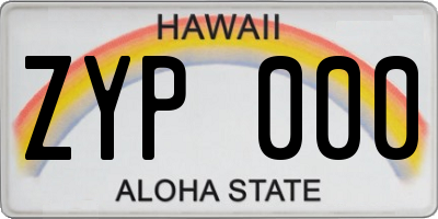 HI license plate ZYP000