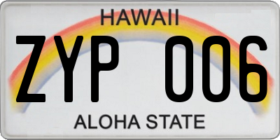HI license plate ZYP006