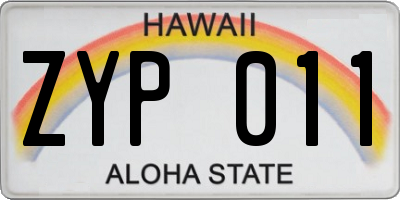 HI license plate ZYP011