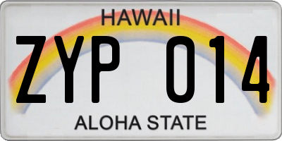 HI license plate ZYP014