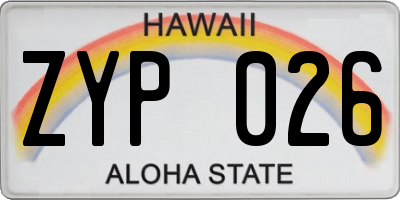 HI license plate ZYP026