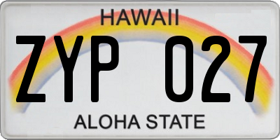 HI license plate ZYP027