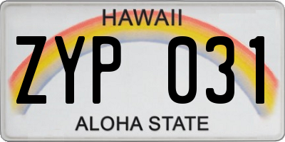 HI license plate ZYP031