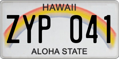 HI license plate ZYP041