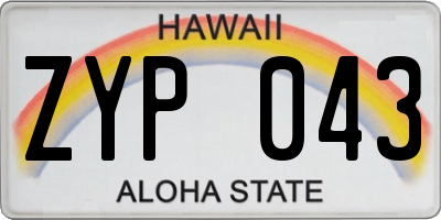 HI license plate ZYP043