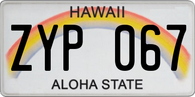 HI license plate ZYP067