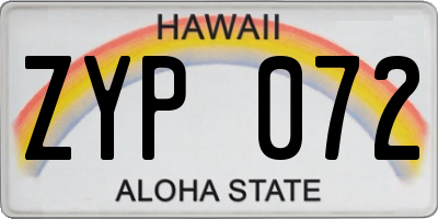 HI license plate ZYP072