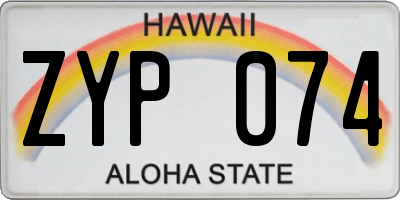 HI license plate ZYP074