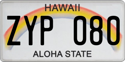 HI license plate ZYP080