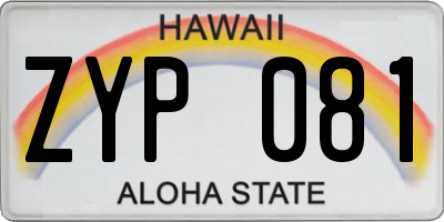 HI license plate ZYP081