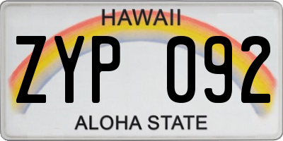 HI license plate ZYP092