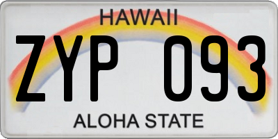 HI license plate ZYP093