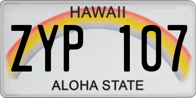 HI license plate ZYP107