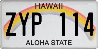 HI license plate ZYP114