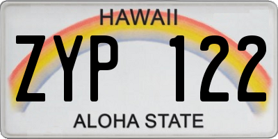 HI license plate ZYP122