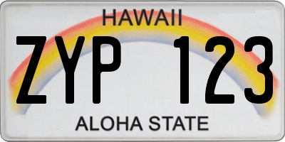 HI license plate ZYP123