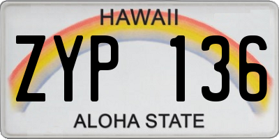HI license plate ZYP136