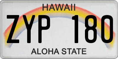 HI license plate ZYP180