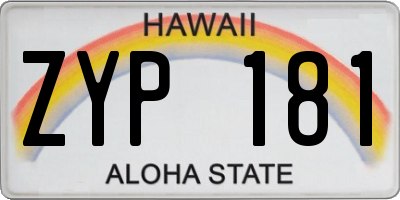 HI license plate ZYP181