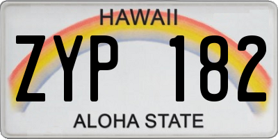 HI license plate ZYP182