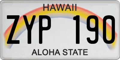 HI license plate ZYP190