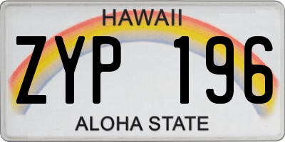 HI license plate ZYP196