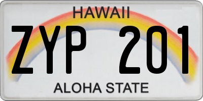 HI license plate ZYP201