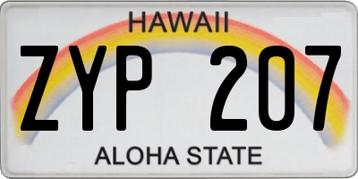 HI license plate ZYP207