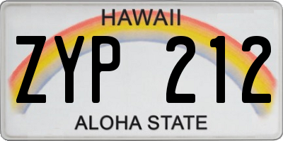 HI license plate ZYP212
