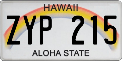 HI license plate ZYP215