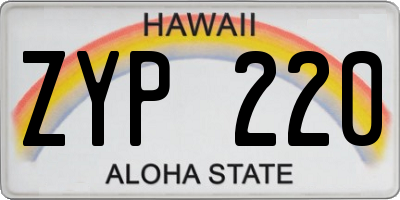 HI license plate ZYP220