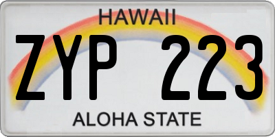HI license plate ZYP223