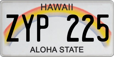 HI license plate ZYP225