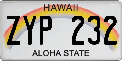 HI license plate ZYP232