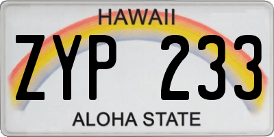 HI license plate ZYP233