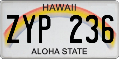 HI license plate ZYP236