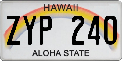 HI license plate ZYP240