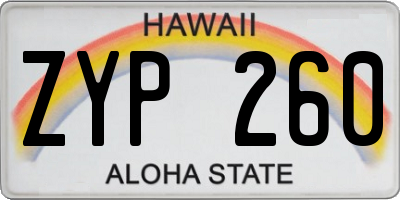 HI license plate ZYP260