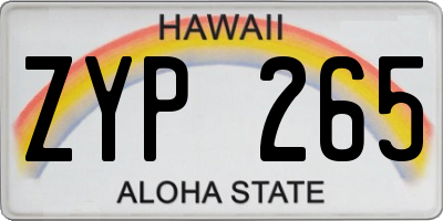 HI license plate ZYP265