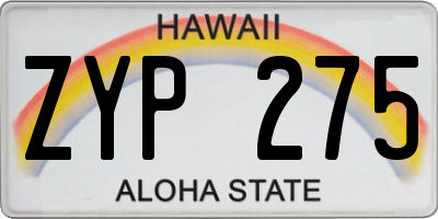 HI license plate ZYP275