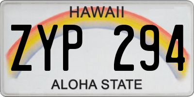 HI license plate ZYP294