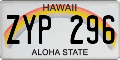 HI license plate ZYP296