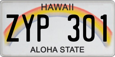 HI license plate ZYP301