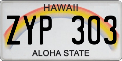 HI license plate ZYP303