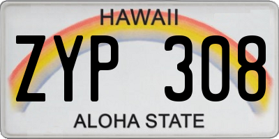 HI license plate ZYP308