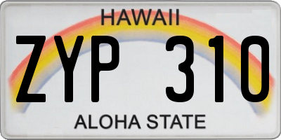 HI license plate ZYP310
