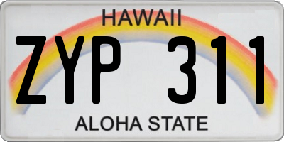 HI license plate ZYP311