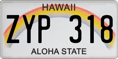 HI license plate ZYP318